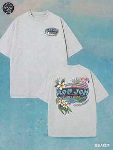 (230 Cotton-Shirt) Men's-Shirt, Surf Shop Graphic - Shirt,Street StyleUnisex Casual-Shirts - 灰色 - 查看 4