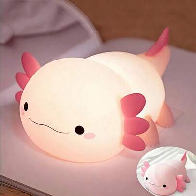 Cute Axolotl Night Light - USB Rechargeable LED Lamp With Timer, Touch Dimming And Color Changing Axolotl Design, Soft Lighting For Bedroom And Office Decor - Perfect Gift For Birthday, Christmas And Holidays, Bedside Lamp, Interesting Design, Durable Plastic Material