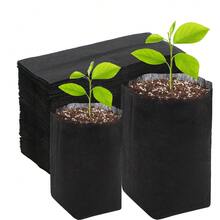 100 piezas Bolsas de tela no tejida negra, adecuadas para plantar plantas de raíces profundas, verduras, flores y semilleros - 100 piezas - Ver 1