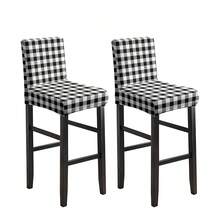 1/2/4/6pcs Stretch Printed Bar Stool Chair Covers, Home/Hotel Use - Black and White Grid - View 10