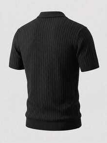 GRDR Men's Casual Solid Color Short Sleeve Knit Top, Spring/Summer - Black and White - View 9