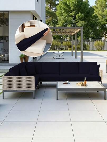 1pc Solid Color Milk Silk Sofa Seat Cushion Cover, High Elasticity Dust-Proof Washable Sofa Slipcover For All Seasons, Suitable For Patio, Garden, Pool Side And Various Occasions, Sold Individually Not As A Set