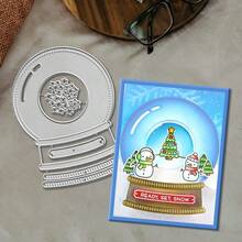 创意节日快乐水晶球模具，DIY剪贴簿相册和压花模板，贺卡制作工具，卡片纸切割工艺品，礼品卡制作模板模切。 - 銀色 - 查看 6