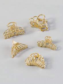 5个/套金属发爪夹，适合日常佩戴 - 金色 - 查看 5