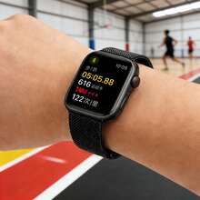 1pc Unisex Classic Stainless Steel Dual-Buckle Magnetic Milanese Loop Band Compatible With Apple Watch Series 10 9 45mm-38mm, Series Ultra/SE/10/9/8/7/6/5/4/3/2/1, Black Fashionable Band, Smart Watch Band, Watch Band Accessories, Breathable Non-Sweat, Popular Spring/Summer Item - Black - View 7