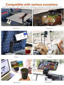 Universal Aviation Phone Holder, Hands-Free Viewing, 360 Degree Rotation, Portable Travel & Car Seat Mount - Multicolor - View 3