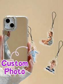 Personalized Photo Phone Charm, Custom Portrait Pendant Accessory, Valentine's Day Gift For Her/Him, Mother's Day Gift For Grandma/Mom, Cute Phone Decoration For Daily Use, Precious Memorabilia Gift For Friends And Family, High-Quality Photo Keepsake - Multicolor - View 3