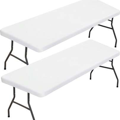 1 chiếc khăn trải bàn co giãn - Vải dệt kim màu trơn, chất liệu polyester và spandex, chống nhăn, có thể giặt máy, phù hợp cho các sự kiện, đám cưới và tiệc tùng - Phù hợp với bàn vuông 1,8m.