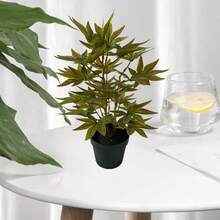 3/6片仿真绿色植物，秋季枫叶，31厘米/12.2英寸，绿色植物盆景，秋季红色枫叶，逼真植物，家居装饰，婚礼派对，家庭，酒店，办公室，花园装饰 - 秋楓葉色 - 查看 4