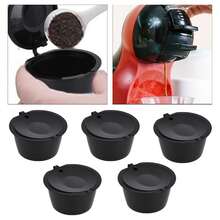 5Pcs 50ml Coffee Capsule Reusable Coffee Filter Cup With Spoon For DOLCE Coffee MachineBlack,Coffee Service Coffee Accessories - View 3