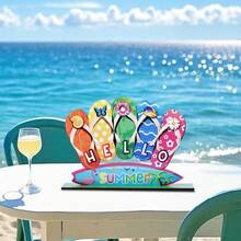 1pc Summer Slipper Wooden Desktop Decor - Slipper Shaped, Suitable For Home, Office And Party Use, Summer Theme Party Decoration - Multicolor - View 8