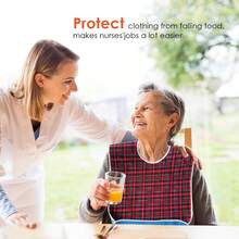 Poncho ajustable y lavable para adultos con atrapapolvos, ideal para mujeres y hombres mayores, 3 unidades de ponchos para adultos, ponchos lavables para personas mayores, protectores de ropa, ponchos para hombres y mujeres con cierre de snapper, asistencia para alimentación de personas mayores, suministros de cuidado en el hogar - A - Ver 7