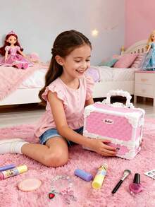Children's Day Best Gift Washable Kids Makeup Kit For Little Girls - Real Cosmetic Play Set With Mirror, Case, And Beauty Dress-Up Toys, Perfect Birthday Gift - 粉色 - 查看 4