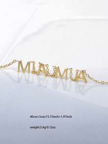1件不锈钢个性化“妈妈”吊坠项链，简约精致颈链，送给妈妈的礼物，母亲节礼物 - 金色 - 查看 9