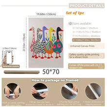 Tranh vải canvas chống thấm nước, tranh treo tường có khung cho phòng trẻ em, poster hình vịt ngộ nghĩnh, tranh in nhiều màu sắc, poster phong cách retro, trang trí tường, poster động vật, tranh in nhiều màu, tranh treo tường hiện đại sống động, trang trí phòng trẻ em dễ thương, tranh nghệ thuật thời trang, trang trí động vật hoạt hình. - Nhiều màu - Xem 18