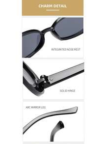 Vintage Rectangular & Oval Cat Eye Frame Combination, Plastic Fashion Classic Decorative Fashion Glasses For Outdoor Travel - Black - View 5
