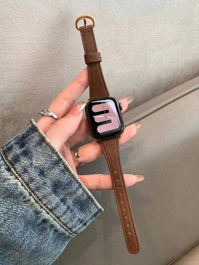 1 Pc Thin Leather Loop Compatible With Apple Watch Band For Women Sport 38mm 40mm 41mm 42mm 44mm 45mm 46mm 49mm , Bands Compatible With Apple Watch Strap Series Ultra 10/9/8/7/6/5/4/3/2/1/SE/SE2