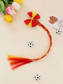 1pc High-Quality National Flag Color Braid Hair Clip, Cute & Cool Braided Hairpin For Fans, Party, Team Cheering Performance Decoration - Multicolor - View 15