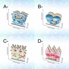 1/4pcs Summer Ocean Theme Wooden Napkin Holder, Freestanding Paper Towel Dispenser With Dolphin, Seashell, Ice Cream Pattern, Suitable For Dining Table, Bathroom, Kitchen, Desk Decor - Multicolor - View 5