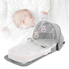 Cuna Viajera 0 a 2 años Portátil Multifuncional Plegable Cuna De Viaje Cuna Viajera Para Bebe 95x40x45cm para Exteriores Gris - Gris - Ver 4