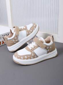 1 đôi giày thể thao thường ngày màu kaki cho trẻ em, in hình hoạt hình, có thể điều chỉnh, nhẹ, chống trơn trượt, giày thể thao thời trang unisex. - Màu Khaki - Xem 3