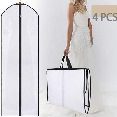 4pcs Waterproof Garment Bags For Travel, 180cm Suit Dress Bags With Handle, Zipper & Mesh Pocket, Hanging Clothes Protector For Suits, Dresses & Shirts