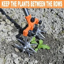Rotary Cultivator Garden Rotary Tiller Adjustable Stainless Steel Poles Hand Tiller For Soil Mixing Or Reseeding Grass Lawn Tiller Total Length 57 Inch - Orange - View 5