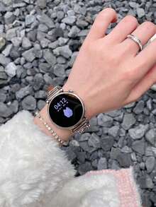 1pc PU Circular Watch Band, Compatible With Samsung Galaxy Watch 7, Galaxy Watch 5, Galaxy Watch 6, 4, Fits 40mm/42mm/43mm/44mm/45mm/46mm/47mm, 20mm/22mm, Gold - Gris Brown - View 5