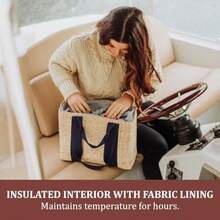 PICNIC TIME - Cesta de Picnic Parisino - Cesta de Picnic de zacate Marina Beige con Detalles Azul Marino - Beige con detalles azul marino - Ver 3