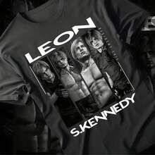 T-shirt Leon Kennedy : Rétro années 90 Tee de jeu - Noir - Voir 1