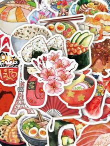 64pcs Vintage Style Japan Travel Watercolor Stickers, Nostalgic Small Items, Architecture, For Scrapbooking, Notebook, Planner,For School Supplies,Back To School - 多色 - 查看 6
