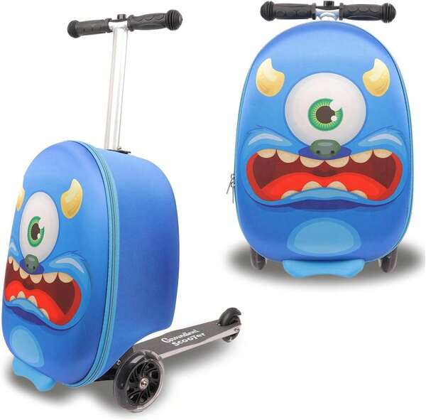 Aafan Ride On Scooter Suitcase With Foldable Design, Smooth Wheels And Spacious Storage