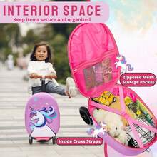 Aafan Ride On Scooter Suitcase With Foldable Design, Smooth Wheels And Spacious Storage - Unicorn - View 6