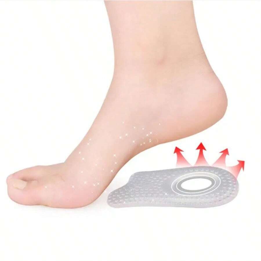 1 Pair Soft Silicone Gel Insoles, Heel Cushion Shoe Pads, Pain Relief And Foot Protection, Unisex - Clear - View 1