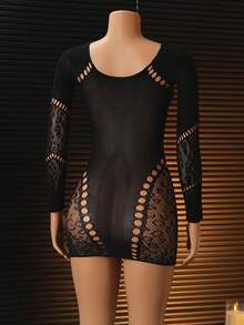 1件装女士性感黑色镂空连衣裙、睡袍、比基尼罩衫 - 黑色 - 查看 6