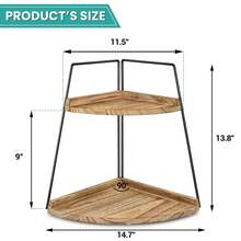 2 Tier Corner Storage Shelf Counter Standing Rack, Bathroom Counter Organizer, Wood Bathroom Organizer Countertop, Cosmetic Vanity Tray Kitchen Spice Rack, Bathroom Storage Decor - 烤色 - 查看 3