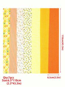 7pcs/Set 6.5*110cm (2.5*43.3in) Mixed Fabric Strips, DIY Sewing Accessories - A-Yellow - View 6