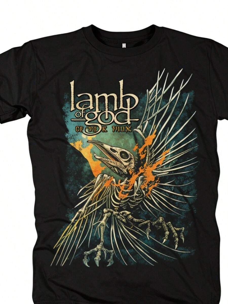 2026 Lamb Of God Heavy Mental Band T-Shirt Mens Cotton Tshirt Summer Short Sleeve Graphic Tee-Shirt Harajuku Streetwear T Shirts (2) Valentine's Day - 黑色 - 查看 1