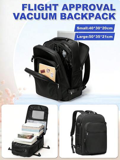 حقيبة ظهر بتفريغ هواء مصدق عليها من قبل شركة رايان إير، 40 * 20 * 30 سم حقيبة ظهر للسفر مع حجيرة للكمبيوتر المحمول، حقيبة ظهر للكمبيوتر المحمول بفتح 180 درجة للرجال والنساء