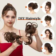 Moño Sintético Despeinado con Peineta Lateral, Postizo Ondulado Natural, Versátil y Ajustable para Mujer VJ6L - 2T30 - Ver 5