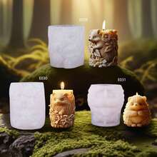 Hedgehog & Floral Fragrance Candle Silicone Mold DIY, Woodland Style Hedgehog Figurine, 3D Animal Relief Candle - D378 - View 1