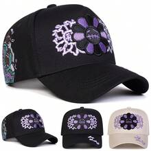 Gorra de béisbol bordada con expresión de girasol unisex, gorra ajustable para protección solar al aire libre, adecuada para ocio de primavera y otoño, viajes, turismo, vacaciones en la playa - Multicolor - Ver 9