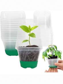 2pcs Reusable Silicone Seedling Pots, Square Planter Pots, Breathable, Root Control, Plant Nursery Cups - A - View 3