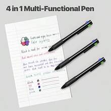 4-In-1 Multicolor Pen 1.0mm - 4-Color Retractable Ballpoint Pens Nurse Pens For Office School Supplies Students Gift 5 Pack Black - C15ps黑色4合1多色 - 查看 3