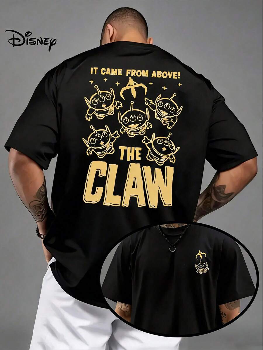 Disney Official Licensed Aliens "The Claw" Double-Sided Graphic T Shirts 100 Percent Cotton Shirt Washed 230g Unisex - Black - View 1