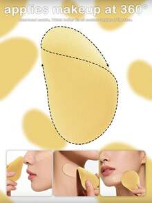 2/4/8Pcs Irregular Double Pat Makeup Sponge Black & Beige Combo Latex-Free Flawless Finish Beauty Sponge For Daily Commute Party Makeup Beginner Friendly - Multicolor - View 3