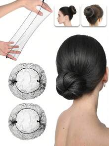 60pcs Light Brown Elastic Hair Nets, Women's Invisible Hair Nets, Suitable For Catering Service, Ballet Buns, Sleeping, Flight Attendants, Nurses, Fine Mesh Bun Cover Hairnets - Light Brown - View 9