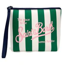 All-In-One Travel Toiletry Bag, S-Saint B-Barth Material, Portable Striped Toiletry Bag, Cosmetic Bag, Handbag, Cosmetic Bag, Waterproof Travel Bag, Travel Organizer With Zipper, Lightweight Makeup Case, Unisex Travel Gift. - 綠色 - 查看 4