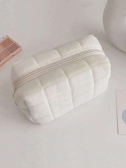 1pc Pink Large Capacity Pillow Shaped Pencil Case, Ins Style, Elegant & Practical, Can Be Used As Cosmetic Bag, Suitable For Girls, Students, Travel, Makeup & Toiletry Storage, Essential Gift, Zipper Design, Nail Art Bag, Room Decor, Cosmetic Bag, Travel Essential, Storage & Organization, Cosmetic Storage Bag, Makeup Room Decor,Makeup Bag,Travel Essential