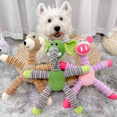 Đồ chơi nhồi bông dễ thương phù hợp cho chó nhỏ đến trung bình - Đồ chơi thú nhồi bông có âm thanh (Gấu, Voi, Heo) để gặm và chơi tương tác.